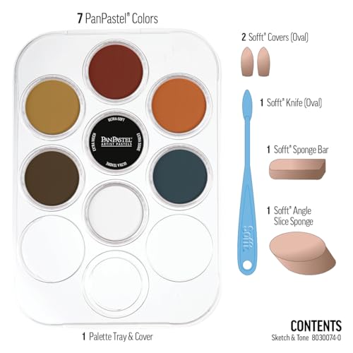 PanPastel Artist Pastels by GOLDEN, Sketch & Tone Set, 7 Color, Professional Artist Pastels, Unique Pan Format (cake-like)