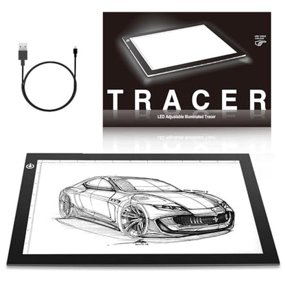 ME456 A4 LED Light Box 9x12 Inch Light Pad Only 5mm Ultra-Thin USB Power Light Table for Tracing, Tattoo Transferring, Drawing, Streaming, Sketching, Animation, Stenciling, Diamond Art Painting - style: A4 (Black)