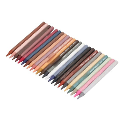 Luocute 24 Color Oil Based Pencils, Vibrant Pigment for Smooth Drawing and Blending, with Woodless Design for Artists Students Sketching Coloring Books