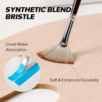 25 Pieces Paint Brushes, Expert Synthetic Nylon Bristles Paint Brush Kit with Palette Knife & Suede Leather Roll, Paint Brushes Set for Oil, Acrylic, Watercolor, Gouache and Detail Paintings
