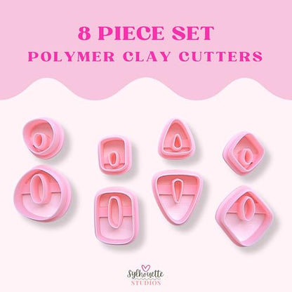 Polymer Clay Cutters - 8 Piece Geometric No Drill Shapes Regular Size by Sylhouette Studios - Earrings & Jewelry Making Tools