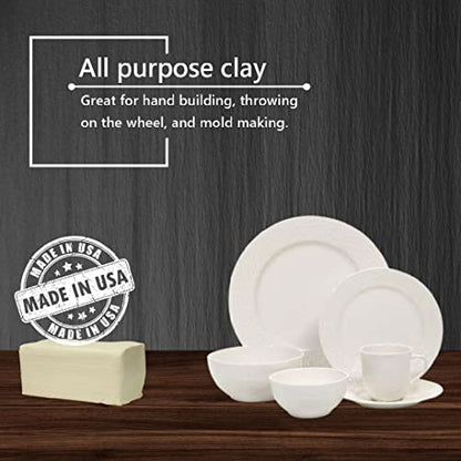 Old Potters Mid High Fire White Stoneware Clay for Pottery | Cone 6-10 | Ideal for Wheel Throwing, Hand Building, Sculpting | Great for All Skill Levels | Greenware Clay, 10 lbs. - size: 10 lb