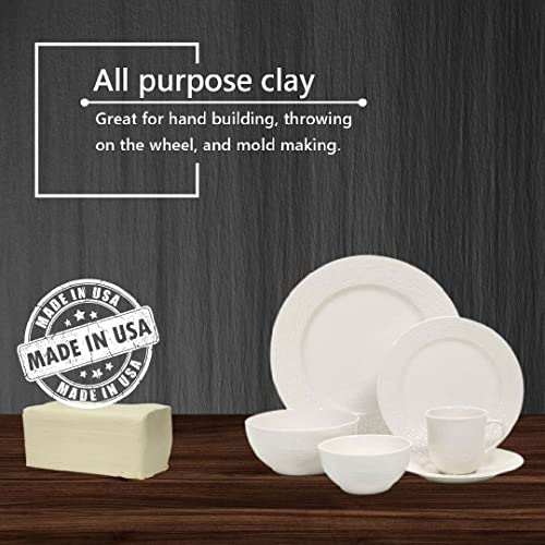 Old Potters Mid High Fire White Stoneware Clay for Pottery | Cone 6-10 | Ideal for Wheel Throwing, Hand Building, Sculpting | Great for All Skill Levels | Greenware Clay, 50 lbs. - size: 50 lb