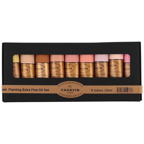 Charvin Extra Fine Professional Oil Paint Set for Artists, Portrait Colors - Bonjour Set of 9, 20 ml Tubes, Finely Milled, Non-Yellowing Artist Oil Paints in French Riviera-Inspired Hues - color: Portrait Colors