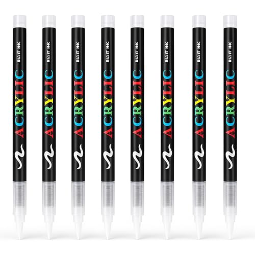 8 white Acrylic pen,1.0-6.0mm permanent marker | Suitable for art projects, painting, rock painting, ceramics, glass, wood, plastic, metal, canvas DIY crafts. - color: White