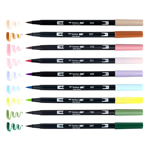 Tombow 56255 Dual Brush Pen Art Markers, Fairies, 10-Pack, Water-Based Ink, for Hand Lettering, Watercolor, Fine Art, Illustrations