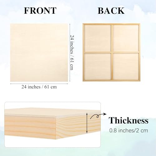 Aodaer 4 Pack Wood Panels 24 x 24 Inch Wooden Panels Canvas Unfinished Craft Wood Boards Panel for Art Crafts Acrylic and Oil Painting Pouring DIY Projects - size: 24 x 24 Inch