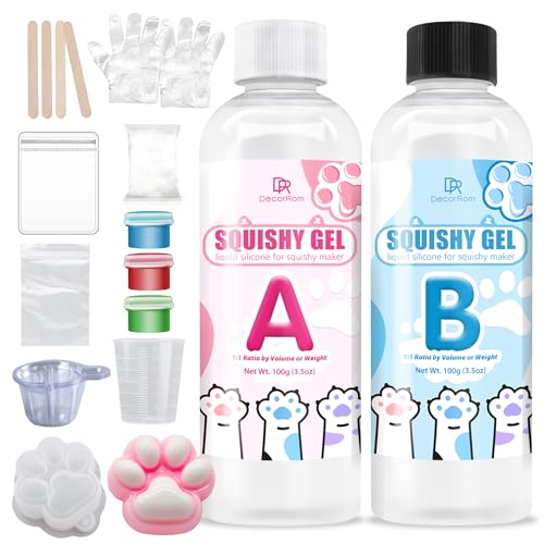 Gel for Taba Squishy Kit, 7oz Liquid Silicone Super Soft Fast Cure for Squishy Maker, All-in-1 Squishy Making Rubber for Cat Paw Casting Hamster Molding, Stress Relief Decompression Craft Adult Hobby