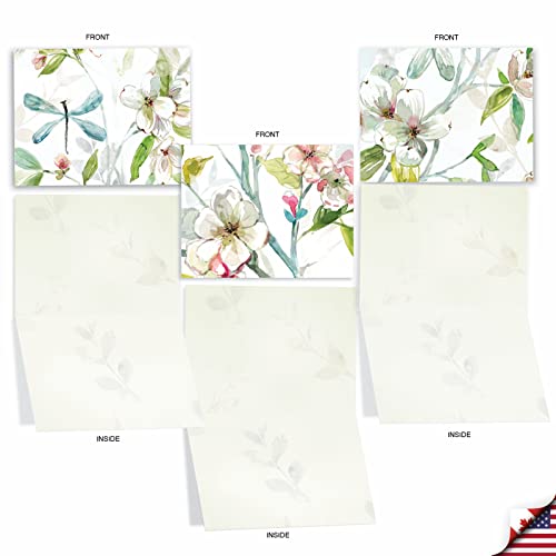 The Best Card Company - 10 Boxed Note Cards with Flowers - Blank Assorted Floral Notecards Bulk (4 x 5.12 Inch) - Dogwood Days M6592OCB - style: Dogwood Days