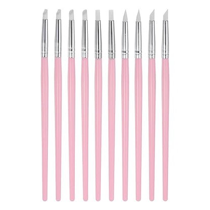 HARFINGTON 10pcs Silicone Clay Sculpting Tool Clay Sculpting Shaper Rubber Tip Shaping Pen Pottery Clay Shaping Carving Tool for Ceramic Sculpture Polymer Clay, White