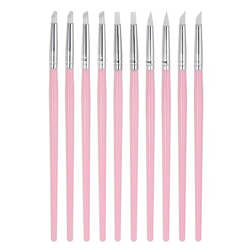 HARFINGTON 10pcs Silicone Clay Sculpting Tool Clay Sculpting Shaper Rubber Tip Shaping Pen Pottery Clay Shaping Carving Tool for Ceramic Sculpture Polymer Clay, White
