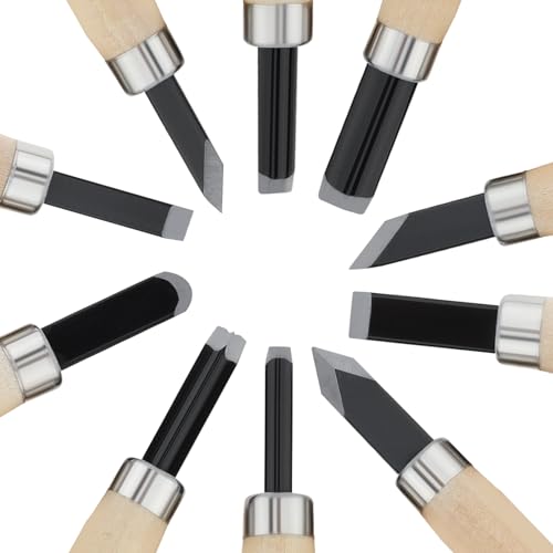 10pcs Professional Wood Carving Chisel Set - Carbon Steel Woodworking Tools, Power Grip Chisels Great for Carving and Woodworking