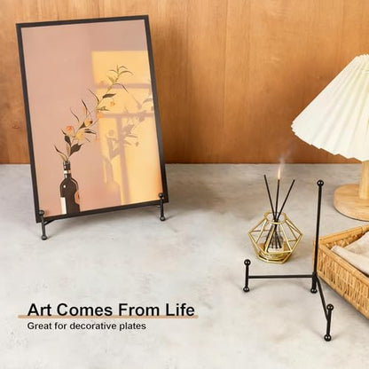 [3 Pack] Metal Tripod Stands for Display, Black Foldable Easel Holders for Plate, Picture Frames, Artwork & Canvas – Decorative Display Stand for Tabletop & Home