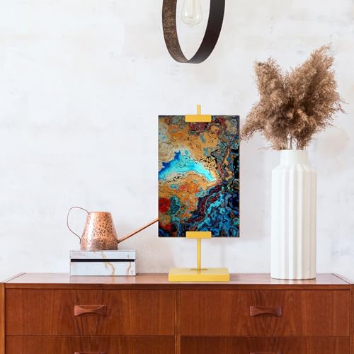 Yaocom Gold Tabletop Picture Frame Easel Stand 16. 5 Inch Adjustable Metal Frames Holder Stand Table Display Easel Picture Display Floor Art Holder for Home Exhibition Restaurant
