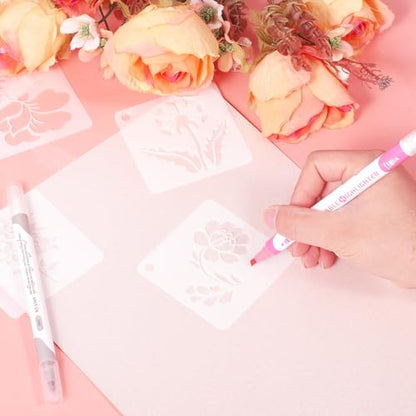 20 Pcs Flower Stencils for Crafts Reusable Flower Stencils for Painting on Wood Paintings Crafts Templates Drawing Stencil for Painting on Wood Rocks Canvas Fabric Glass Pottery
