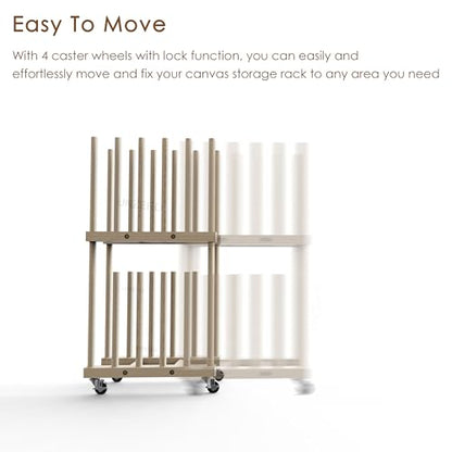 Art Storage Rack - Canvas & Paper Storage Stand with Handle & Caster Wheels for Art Studios & Gallery - size: 9.7"D x 15"W x 30"H