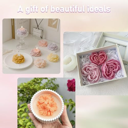6 Pcs Flower Candle Resin Mold 3D Heart Rose Daisy Peony Tulip Silicone Mold for Candle Soap Chocolate Resin Making Silicone Mold Rosas Silicona para Velas Valentine Day Gift - color: 6 Pcs Flower Mold Set