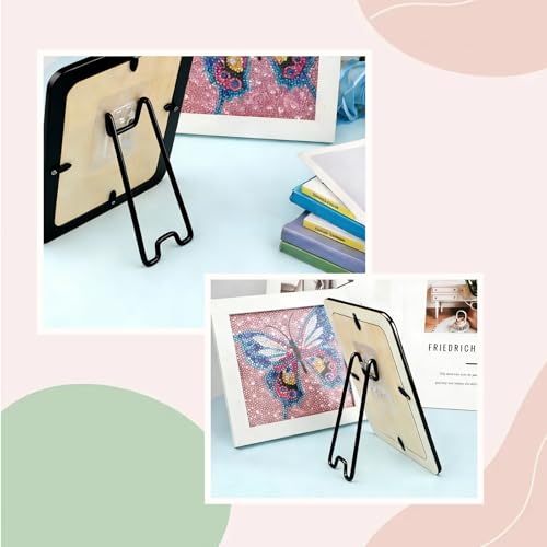 6 Pcs Picture Frame Stand with Self Adhesive Backing,Adjustable Metal Picture Holder Easel for 5.9-10.2 Inch Photo Frames,Tabletop Frame Support Stand for Pictures,Artwork Display,Black,5.12"×2.12" - size: 6PCS Black 5.12×2.12 Inch