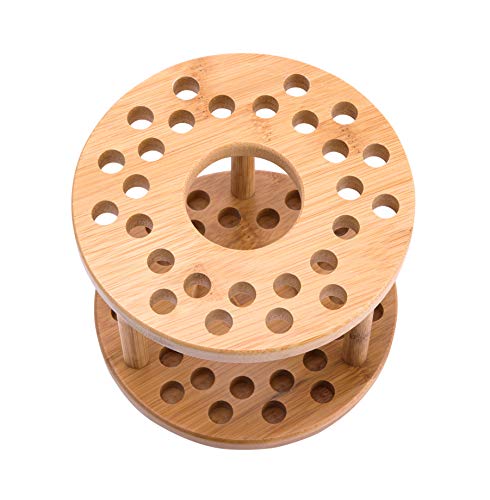 JackCubeDesign 360 Rotating Paint Brush Holder Bamboo Watercolor Artist Brush Water Coloring Organizer Display Stand Tray Rack with 27 Holes and 1 Big Hole – MK441A