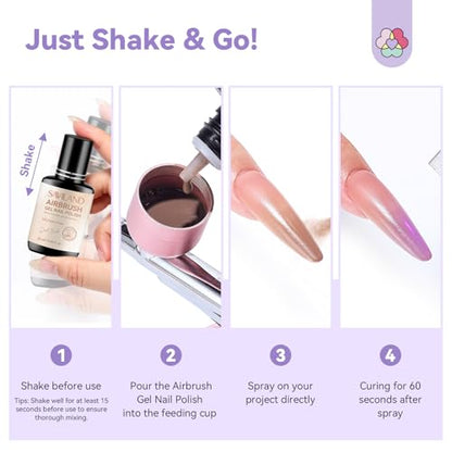 SAVILAND Dilution Free Airbrush Gel Nail Polish: Dark Nude Nail Airbrush Paint High Coverage Hema ＆ Acetone Free with Fine Mist No Clogging for Ombre French Nail Art Design Salon 20 ml - color: Dark Nude