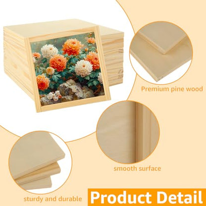 24 PCS Wood Panels for Painting 6x6 Inch Wood Canvas Boards Wooden Canvas Pine Wood Panel for Oil Painting DIY Drawing Pouring Art Projects
