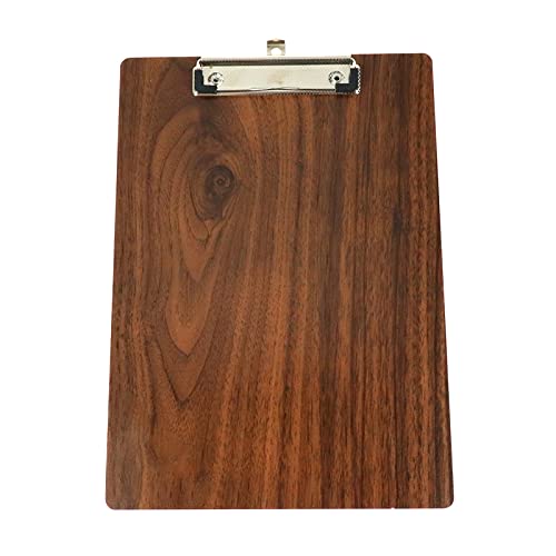 Crapyt Wooden Clipboard with Metal Clip Drawing Board A4 Size Hardboard for Memo Clipboard File Storage Wood Grain Thicken Teacher Teens - size: A4