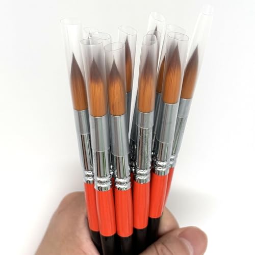 Size #10 Pointed Round Paint Brush, Pack of 12, Premium Quality Synthetic Hair for Acrylic Watercolor Oil Gouache Painting by Students, Professionals and Artists - size: Size #10 Pointed Round (12 PCS)