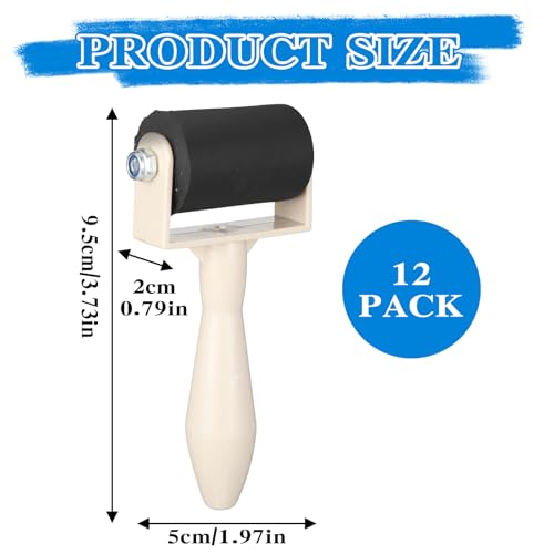 15 Pcs Rubber Brayer Roller 1.96 Inch Brayer Rollers for Crafting Paint Brush Ink Applicator Art Craft Oil Painting Tool for Printmaking, Wallpapers Stamping Gluing
