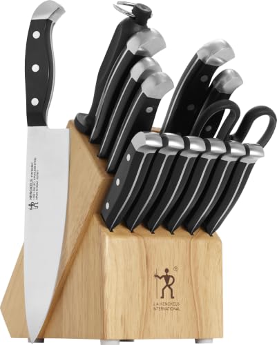 HENCKELS Statement Premium Quality 15-Piece Knife Block Set, Natural, Razor-Sharp, German Engineered Informed by 100+ Years of Mastery, Lightweight and Strong, Dishwasher Safe - color: Natural, size: 15-pc