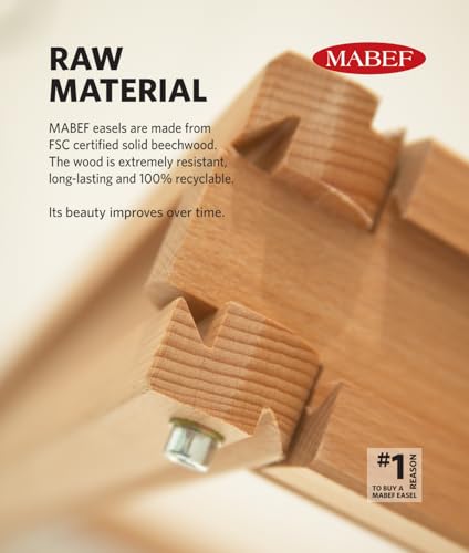 Mabef M/16 Table Easel,Oiled Beech-Wood Miniature Desktop Easel with Adjustable Canvas Height & Angle – Lightweight 0.4 kg/Max Load 0.5 kg – Made in Italy - style: Contemporary