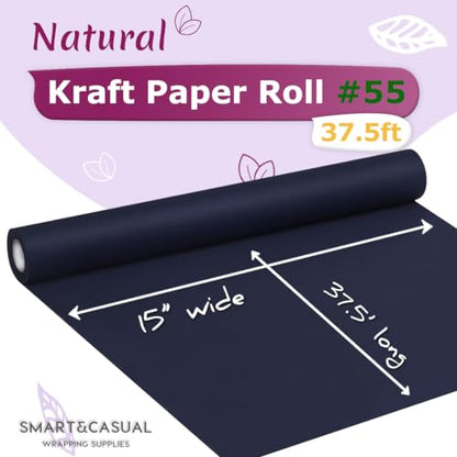 SMART&CASUAL 15" x 450" (37.5') Kraft Paper Roll for Art Craft Supplies Gift Wrapping Moving Packing Painting Drawing Paint Easel Poster Chart Paper (Navy Blue, 15" W x 450" L (37.5')) - color: Navy Blue, size: 15"W x 450"L ( 37.5' )