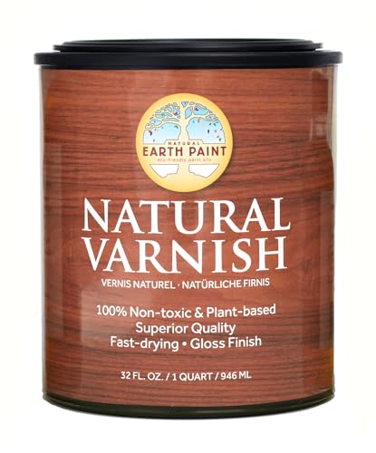 Natural Earth Paint Varnish | Natural | Non-Toxic | Wood Finish | Clear Coat | 32oz | Dries Clear