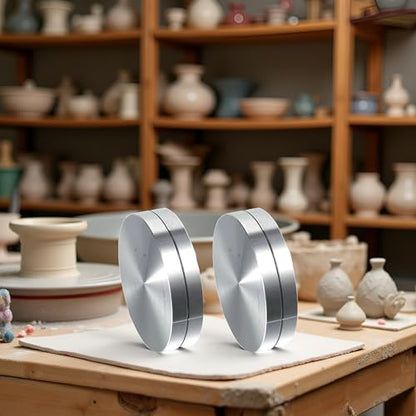 2Pcs Silver 30mm Ceramic Clay Pottery Wheel Throwing Trimming Spinner Trim Stabilizer Metal Rotary Disc Wheel Mini Pottery Wheel Trimmer Tool Polymer Clay Tools Ceramic and Pottery Tools