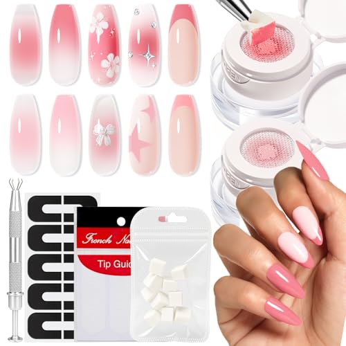 modelones Pat Paint Gel Nail Polish, 2 Colors Soak Off UV Patting Gel Polish Pigmented Colors for Ombre & Gradient & Blush Blooming & French Tip Nail Art, Pink Blaze - color: Z-2Pcs Pink Blaze