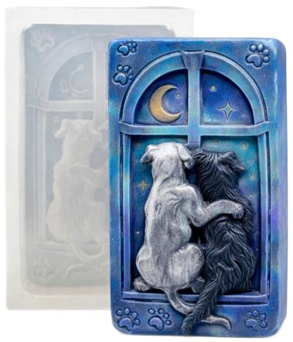 Dogs in Love Silicone Mold for SOAP Making Candle Plaster Clay