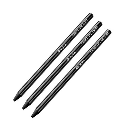 3pcs Woodless Pencil Set - Black Charcoal Pencil Soft Medium Hard for Drawing, Writing, Shading, Sketching, No Wood, Gift for Artist, Hobbyist,Beginner (3pcs Mixed) - color: 3pcs Mixed