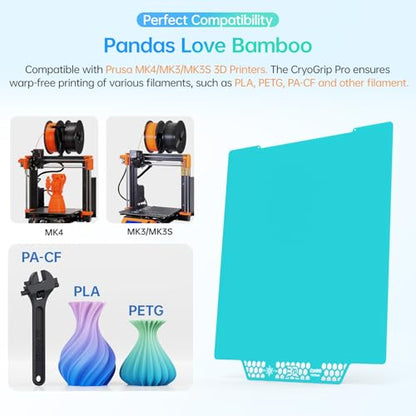 BIQU Cryogrip Pro Glacier for Prusa MK4/MK3/MK3S 3D Printer 254.5x241.5MM Panda Build Plate Double Sided Fine Textured Plate High Adhesion Heated Bed Upgrade Removable Easy Clean Spring Steel Sheet - style: Glacier(Prusa MK4/MK3/MK3S)