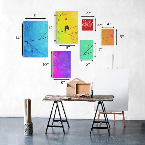 BLUEBIRD Canvas Board Set of 14 (4x4, 4x6, 5x7, 8x10, 9x12, 11x14) Studio Acrylic Gesso 500ml - White Liquid Gesso Primer