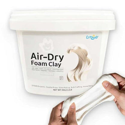 2.2 Lbs/1kg LitoJoy White Air Dry Foam Clay Pro Pack - Modeling, Soft, Light Weight for School Supply, Art Projects, Halloween Deco, Cosplay Props, Slime Supplies, Flower Mirror for Kids and Adults