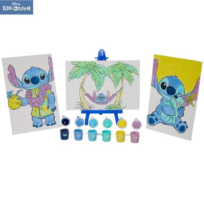 Innovative Designs Disney Lilo and Stitch Canvas Paint Set for Kids with 3 Canvases, Acrylic Paint, Paintbrush, & Easel - color: Lilo and Stitch