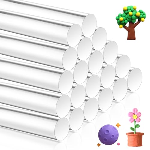 20 Pcs Acrylic Clay Roller, 6.5 Inch Round Tube Roller Pin Plastic Rolling Pin Clear Clay Bar Bulk for DIY Handmade, Art Craft DIY