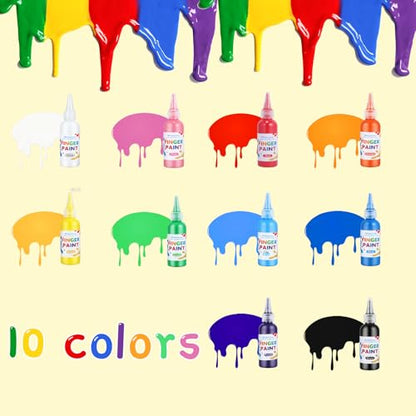 Washable Paint Set, 10 Colors x 60ml (2 fl oz) Squeeze Bottles, Non-Toxic Craft Paint for Paper, Posters, Classroom Art & DIY Projects - color: 10colors