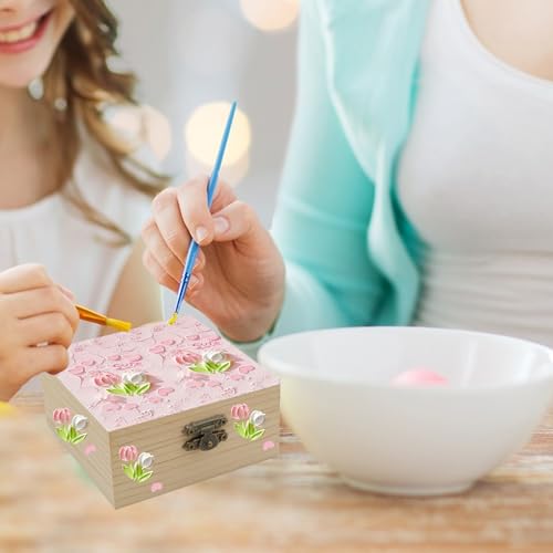4 PCS Unfinished Wood Box for Crafts Small Wooden Square Box with Hinged Lids and Front Clasps Wooden Storage Box for DIY Arts Party Favor Jewelry Box, 3.9 x 3.9 x 2 Inch
