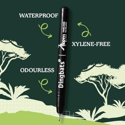 Dingbats - Ātopen Fineliner Pens - 3 Pack Black Fine Point Pens - Bleed-proof Smooth Writing, Drawing Pens - Fine Tip Pens for Journaling, Calligraphy - color: Fineliners (3 Pack), style: Pack
