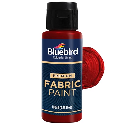 BLUEBIRD Fabric Paint, Blood Red, 3.4 Fl Oz, Permanent Fabric Paints for Clothes, Furniture Upholstery - color: Blood Red, size: 3.4 Fl Oz (Pack of 1)