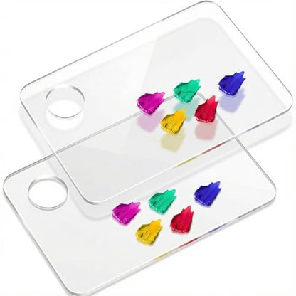 DUGATO Clear Acrylic Paint Palette, 2-Pack Rectangle Trays, 15.7 x 11.8 in | Medium Size Palette, Crystal-clear Acrylic, Non-stick Surface, Easy to Wipe Clean, Suitable for Acrylic, Oil & Watercolor - size: Rectangle 11.8 x 7.8 inches 2pcs