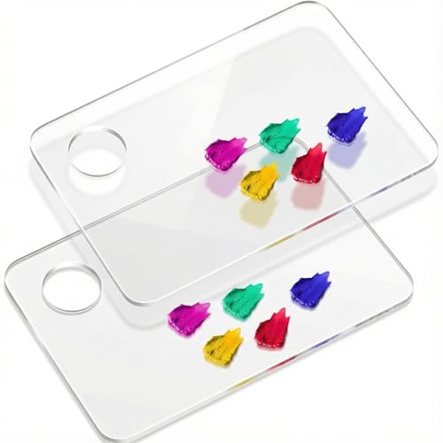 DUGATO Clear Acrylic Paint Palette, 2-Pack Rectangle Trays, 15.7 x 11.8 in | Medium Size Palette, Crystal-clear Acrylic, Non-stick Surface, Easy to Wipe Clean, Suitable for Acrylic, Oil & Watercolor - size: Rectangle 11.8 x 7.8 inches 2pcs