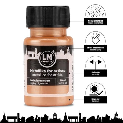 Metallic Acrylic Paint 1.69 fl oz - Cream - Premium Metallic Paint for Artists and Crafters. High Coverage, Lightfast & Durable. Ideal for Canvas, Wood, Ceramic & More - color: Cream