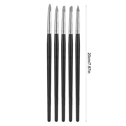 5PCS Clay Sculpting Tool Silicone Clay Tools Silicone Paint Brush Flexible Clay Sculpture Tools Silicon Color Shaper Brushes Color Shapers Brushes for Color Shaping Blending Remove