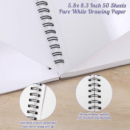 Prudiut Marker Paper Sketchbook 5.8x8.3 in, 120Gsm Acid Free Spiral Binding 1 Pack, Anti Bleed Double Sided Drawing Pad for Beginners Artists Gift, Multi Media Art Supplies Portfolio Book - size: 5.8×8.3 Inch (1 Pack)